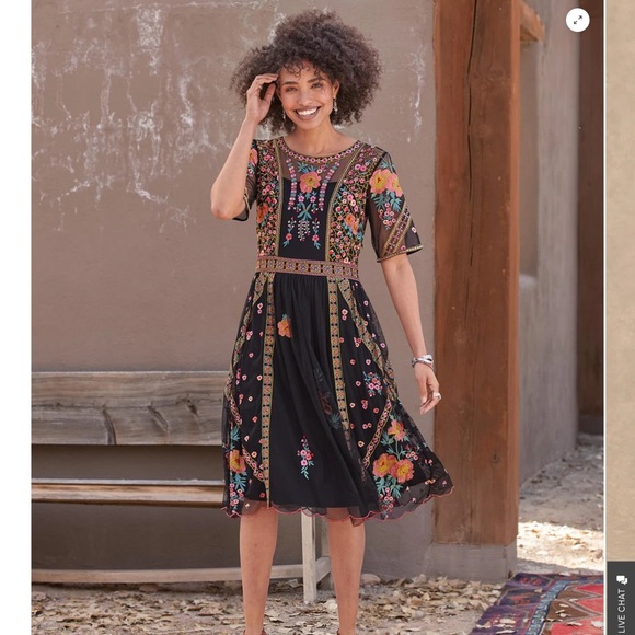 Sundance Black Floral Embroidered Midi Dress - Picture 5 of 9